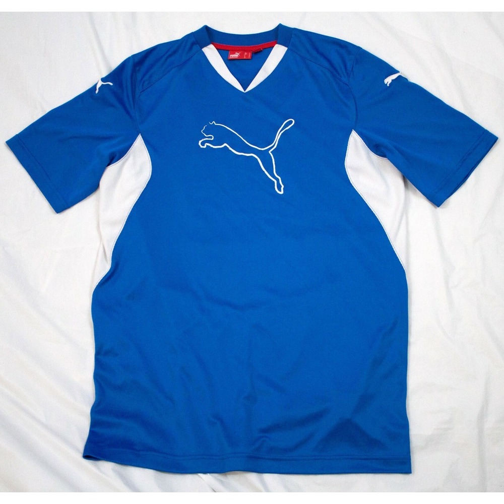 Puma Mens Short Sleeve V Neck Big Logo‎ Cat Jersey T-Shirt Size Small